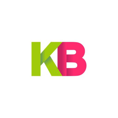 Initial letters KB, overlapping fold logo, green magenta pink, vector template elements for creative industry