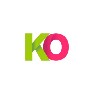 Initial letters KO, overlapping fold logo, green magenta pink, vector template elements for creative industry