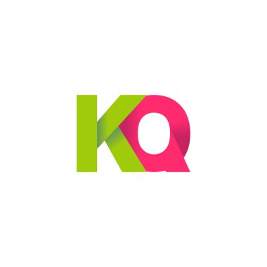Initial letters KQ, overlapping fold logo, green magenta pink, vector template elements for creative industry