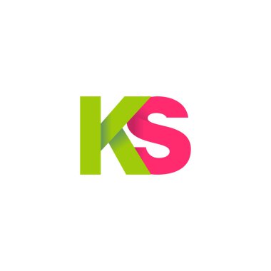 Initial letters KS, overlapping fold logo, green magenta pink, vector template elements for creative industry