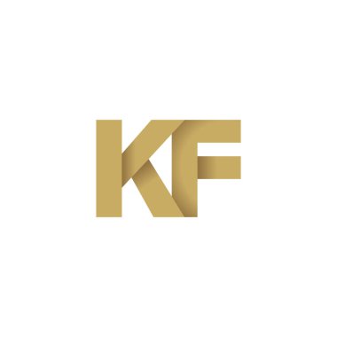 Initial letters KF, overlapping fold logo, brown gold, vector template elements for creative industry