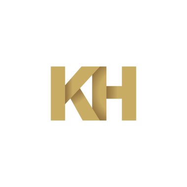 Initial letters KH, overlapping fold logo, brown gold, vector template elements for creative industry