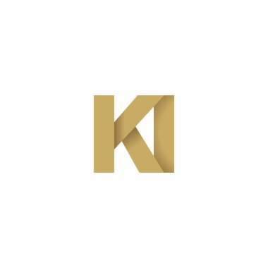 Initial letters KI, overlapping fold logo, brown gold, vector template elements for creative industry