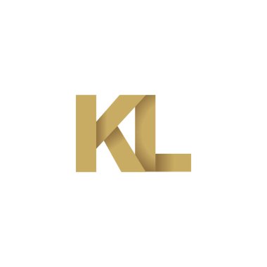 Initial letters KL, overlapping fold logo, brown gold, vector template elements for creative industry