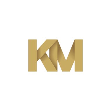 Initial letters KM, overlapping fold logo, brown gold, vector template elements for creative industry