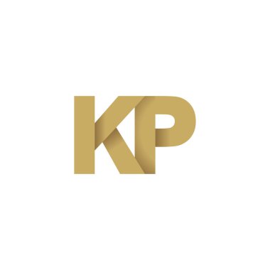 Initial letters KP, overlapping fold logo, brown gold, vector template elements for creative industry