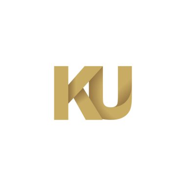Initial letters KU, overlapping fold logo, brown gold, vector template elements for creative industry