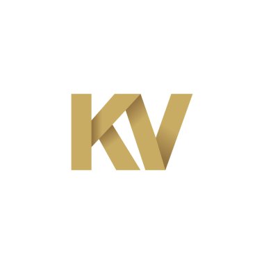 Initial letters KV, overlapping fold logo, brown gold, vector template elements for creative industry