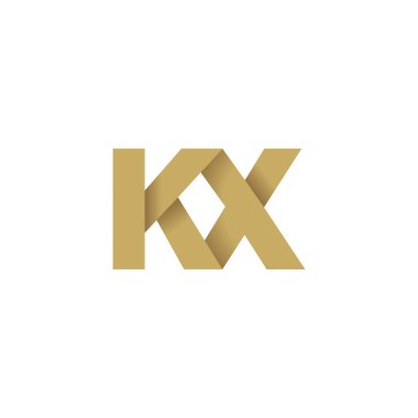Initial letters KX, overlapping fold logo, brown gold, vector template elements for creative industry