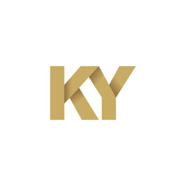 Initial letters KY, overlapping fold logo, brown gold, vector template elements for creative industry