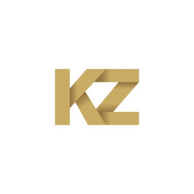 Initial letters KZ, overlapping fold logo, brown gold, vector template elements for creative industry