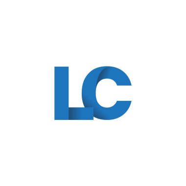Initial letters LC, overlapping fold logo, blue, vector template elements for creative industry