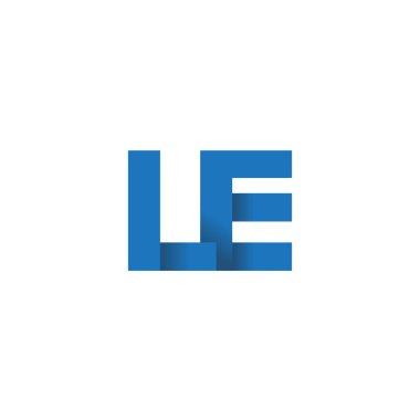 Initial letters LE, overlapping fold logo, blue, vector template elements for creative industry