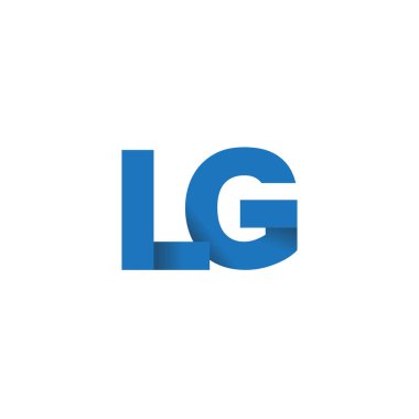 Initial letters LG, overlapping fold logo, blue, vector template elements for creative industry