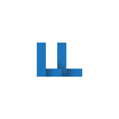 Initial letters LL, overlapping fold logo, blue, vector template elements for creative industry