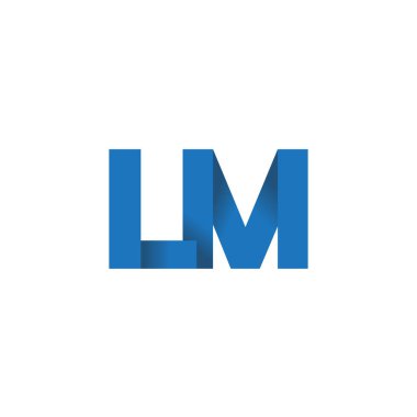 Initial letters LM, overlapping fold logo, blue, vector template elements for creative industry