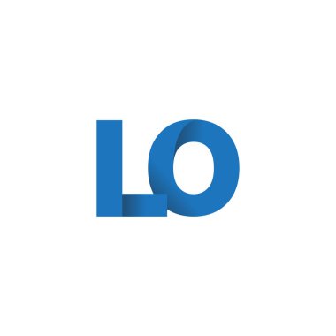 Initial letters LO, overlapping fold logo, blue, vector template elements for creative industry