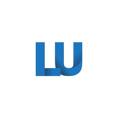 Initial letters LU, overlapping fold logo, blue, vector template elements for creative industry