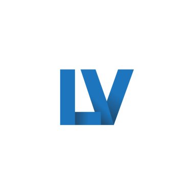 Initial letters LV, overlapping fold logo, blue, vector template elements for creative industry