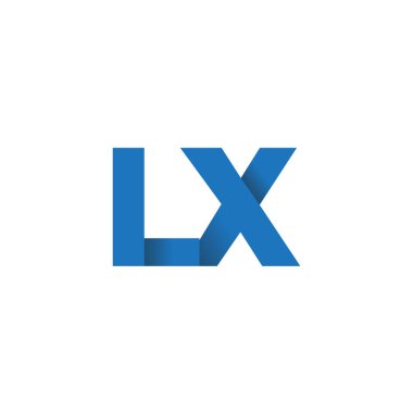 Initial letters LX, overlapping fold logo, blue, vector template elements for creative industry