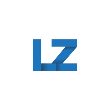 Initial letters LZ, overlapping fold logo, blue, vector template elements for creative industry