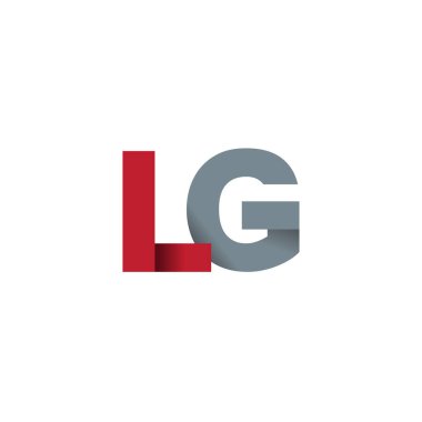 Initial letters LG, overlapping fold logo, red gray, vector template elements for creative industry