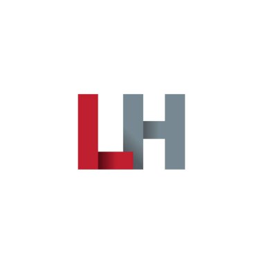 Initial letters LH, overlapping fold logo, red gray, vector template elements for creative industry