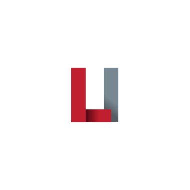 Initial letters LI, overlapping fold logo, red gray, vector template elements for creative industry