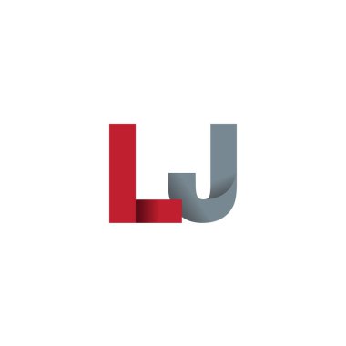 Initial letters LJ, overlapping fold logo, red gray, vector template elements for creative industry