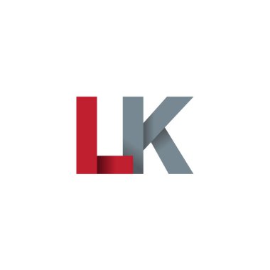 Initial letters LK, overlapping fold logo, red gray, vector template elements for creative industry