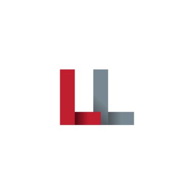 Initial letters LL, overlapping fold logo, red gray, vector template elements for creative industry
