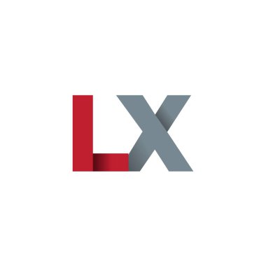 Initial letters LX, overlapping fold logo, red gray, vector template elements for creative industry