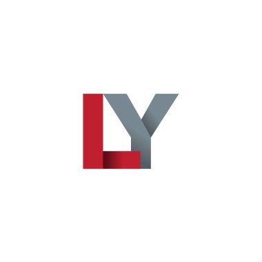 Initial letters LY, overlapping fold logo, red gray, vector template elements for creative industry