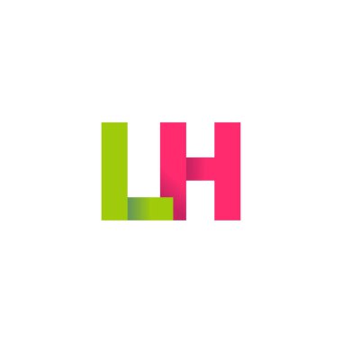 Initial letters LH, overlapping fold logo, green magenta pink, vector template elements for creative industry