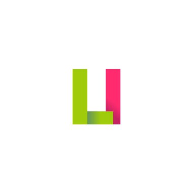 Initial letters LI, overlapping fold logo, green magenta pink, vector template elements for creative industry