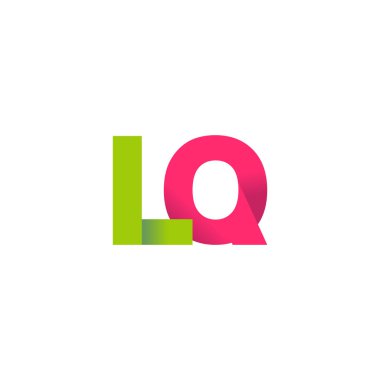 Initial letters LQ, overlapping fold logo, green magenta pink, vector template elements for creative industry