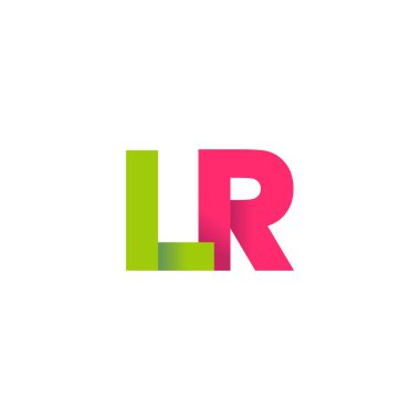Initial letters LR, overlapping fold logo, green magenta pink, vector template elements for creative industry