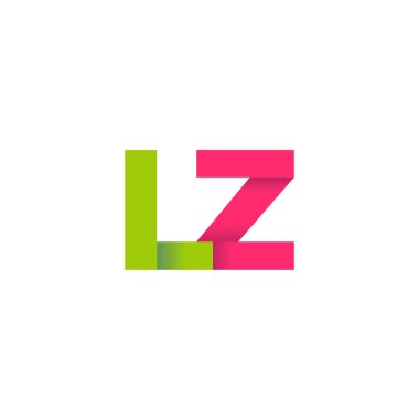 Initial letters LZ, overlapping fold logo, green magenta pink, vector template elements for creative industry