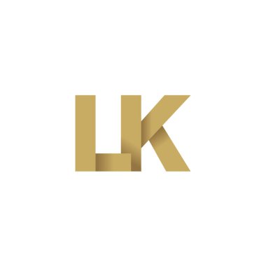 Initial letters LK, overlapping fold logo, brown gold, vector template elements for creative industry