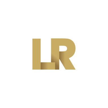 Initial letters LR, overlapping fold logo, brown gold, vector template elements for creative industry