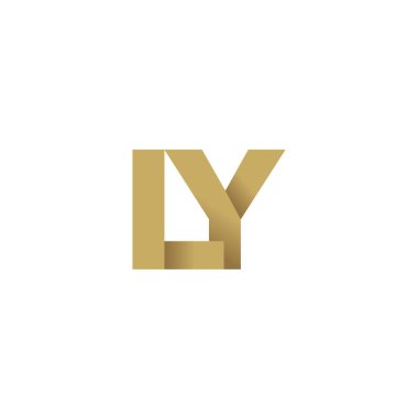 Initial letters LY, overlapping fold logo, brown gold, vector template elements for creative industry