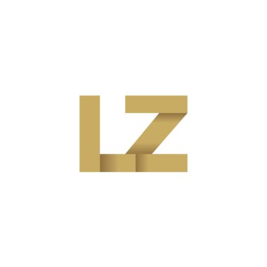Initial letters LZ, overlapping fold logo, brown gold, vector template elements for creative industry