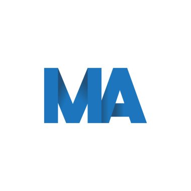 Initial letters MA, overlapping fold logo, blue, vector template elements for creative industry