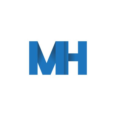 Initial letters MH, overlapping fold logo, blue, vector template elements for creative industry