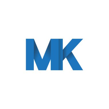 Initial letters MK, overlapping fold logo, blue, vector template elements for creative industry