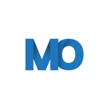 Initial letters MO, overlapping fold logo, blue, vector template elements for creative industry