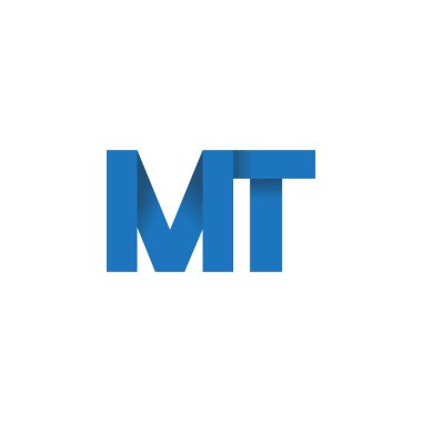Initial letters MT, overlapping fold logo, blue, vector template elements for creative industry