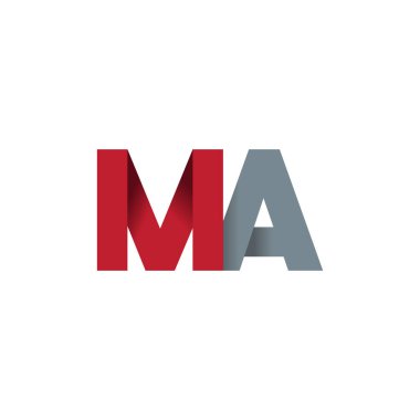 Initial letters MA, overlapping fold logo, red gray, vector template elements for creative industry
