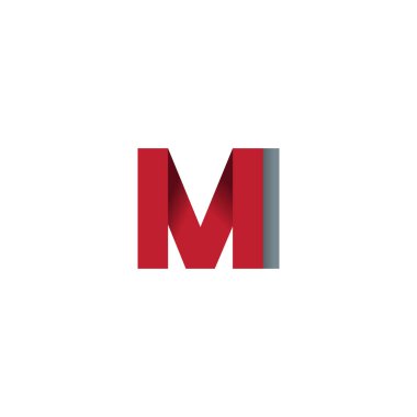 Initial letters MI, overlapping fold logo, red gray, vector template elements for creative industry