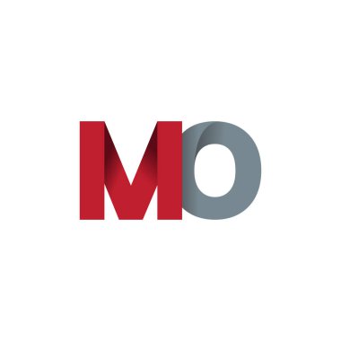 Initial letters MO, overlapping fold logo, red gray, vector template elements for creative industry